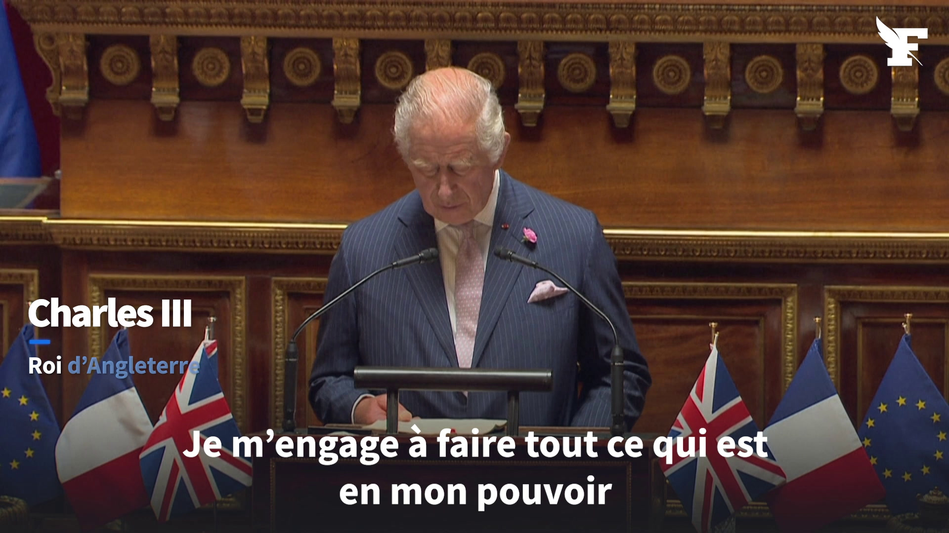 Xavier Niel and Delphine Arnault during the Investiture ceremony