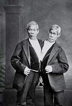 Chang et Eng Bunker sont deux Thaïlandais devenus Américains. Ils vécurent 63 ans (11 mai 1811 - 17 janvier 1874).
