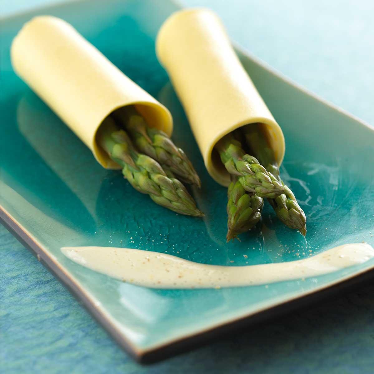 Recette lasagnes aux asperges, bouillon crémé et beurre salé Cuisine