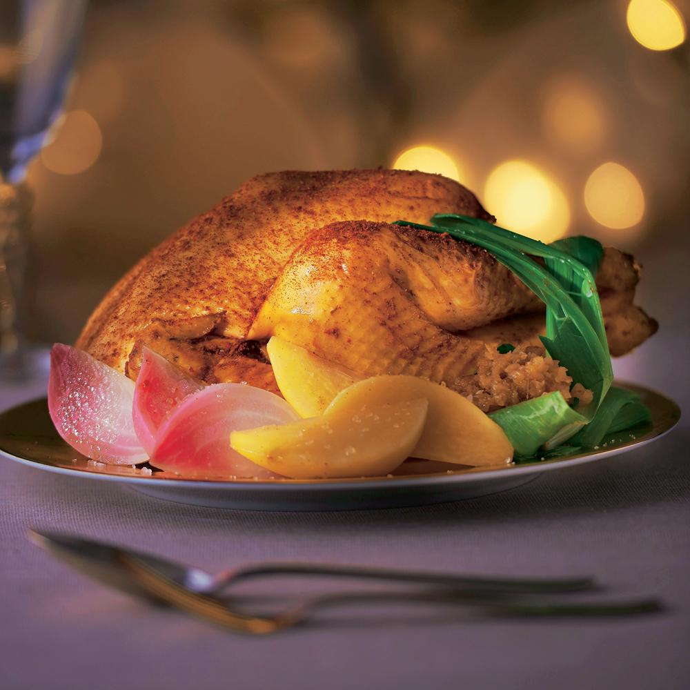 Recette chapon rôti au curry rouge, de william ledeuil