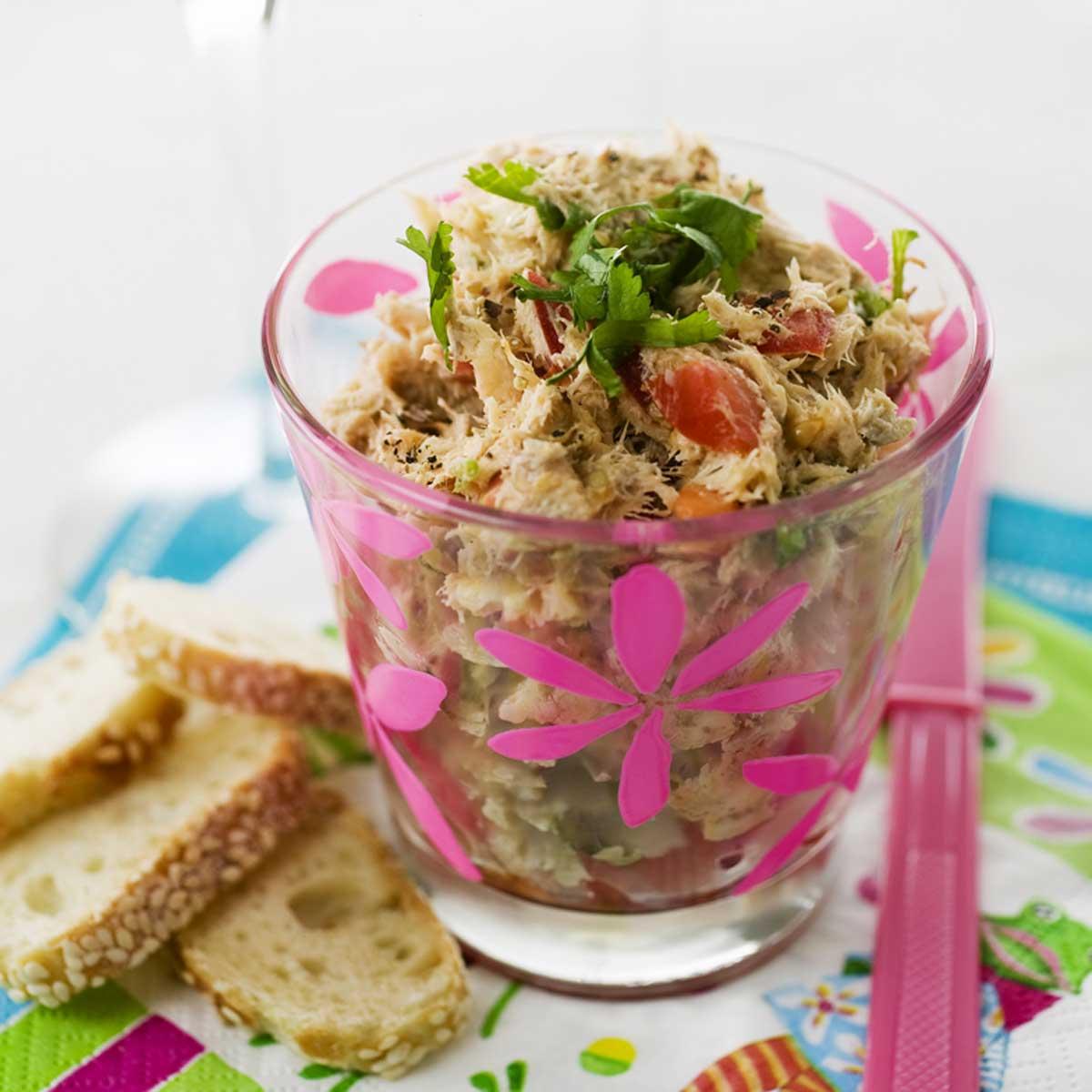 Recette rillettes de maquereaux à la tomate et coriandre en tartines