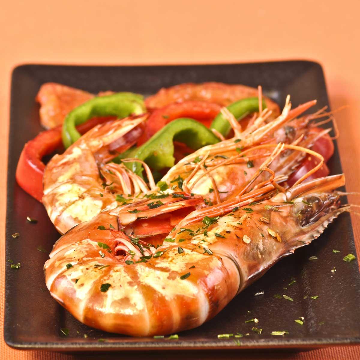 Recette gambas à la plancha aux poivrons et aux herbes Cuisine