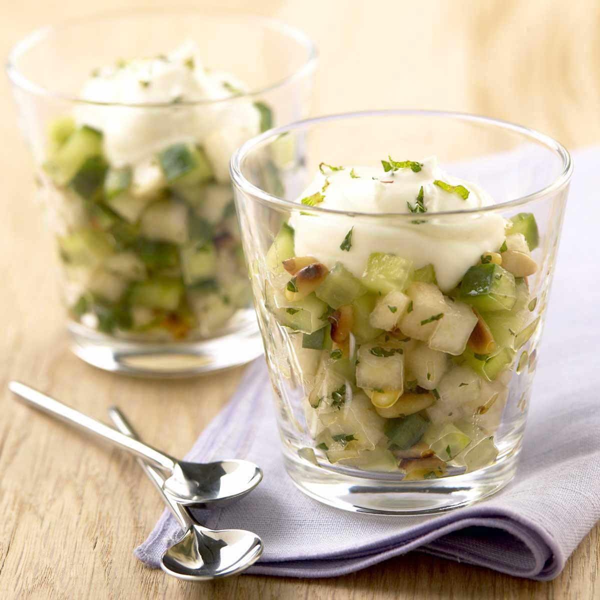 Recette verrine poire et menthe aux pignons Cuisine