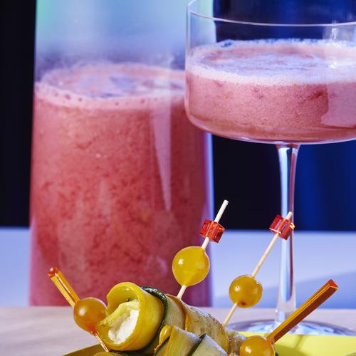 Rolls de courgettes et pink smoothie