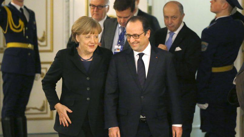 Angela Merkel et François Hollande <i>,</i> mercredi, à Minsk.