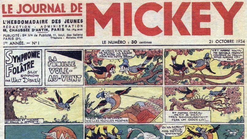 Première page du <i>Journal de Mickey </i>du 21 octobre 1934.