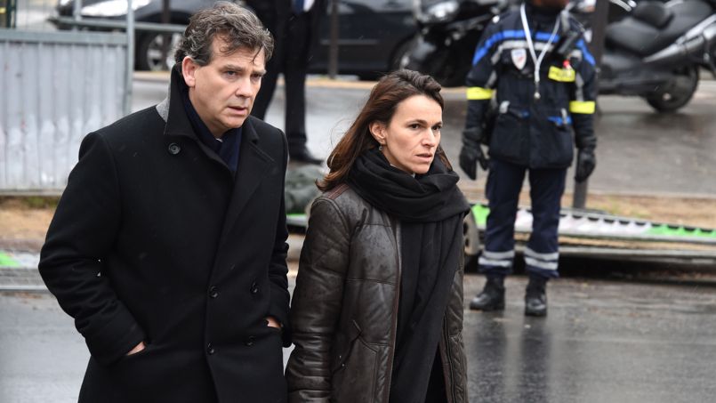 Arnaud Montebourg et Aurelie Filippetti aux obsèques d'Elsa Cayat.