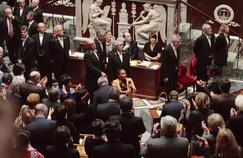 Le 23 avril 2013, Christiane Taubira est ovationnée par les députés de la majorité, à l'Assemblée nationale, lors du vote de la loi sur le mariage pour tous.