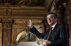 François Fillon devant la Fondation Concorde, mercredi à Paris.