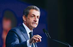 Nicolas Sarkozy lors de son discours de clôture du conseil national des Républicains, en février, à Paris.