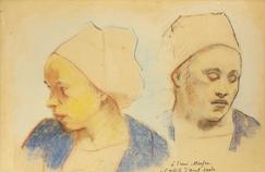 Deux têtes de Bretonnes de Gauguin achetées par le musée de Pont-Aven.