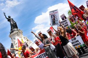 Rassemblement de la Marche pour la fermeture des abattoirs, en juin 2015.