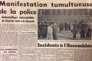 Manifestation tumultueuse de la police titre le Figaro le 14 mars 1958.