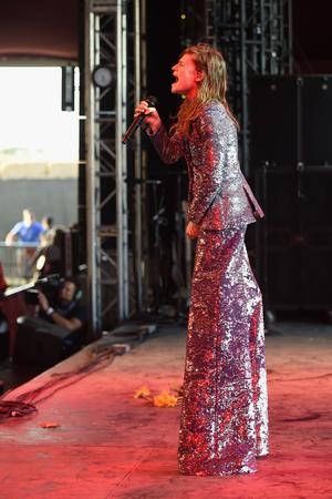 Christine and the Queens in his suit xE0 & #; & # xE0 sequins; Coachella.