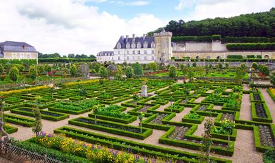 Les célèbres bordures de buis du château de Villandry en Indre-et-Loire.