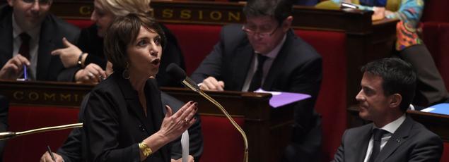 The health minister at a session of questions to the government in the National Assembly, under the eyes of Manuel Valls.