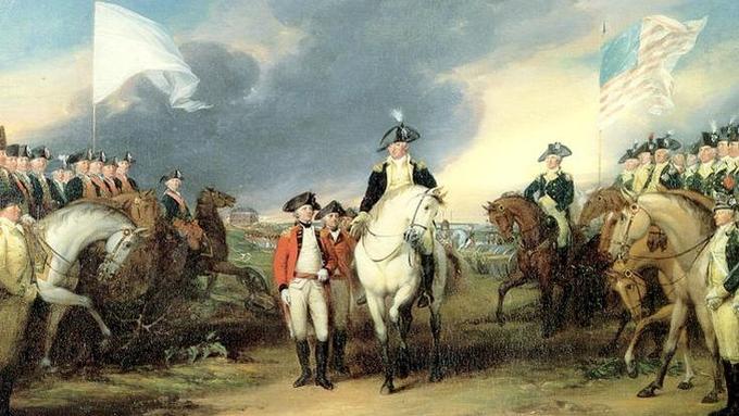 Lors de la bataille de Yorktown en 1781 les troupes françaises arborant un drapeau blanc