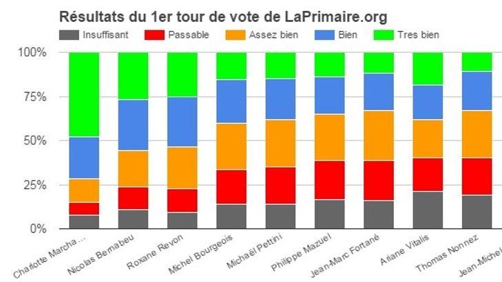 Les résultats du premier tour de LaPrimaire.org ( source LaPrimaire.org)