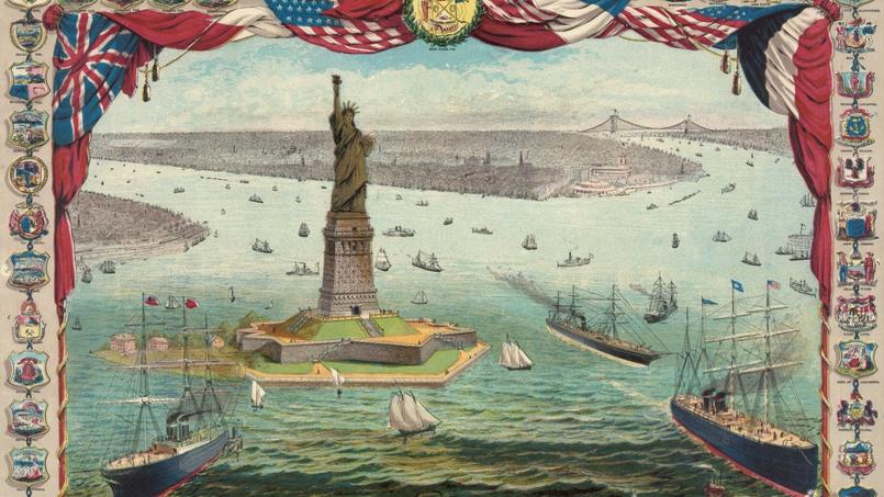 La statue «la liberté éclairant le monde», son nom d'origine, est un cadeau offert par les Français. Son inauguration sur l'île de Beldoe se déroule en octobre 1886.