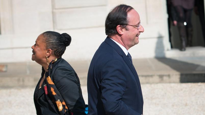 Christiane Taubira et François Hollande à l'Élysée, le 14 mai 2014.
