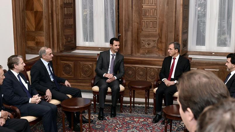 Le raïs syrien, Bachar el-Assad et le député des Français de l'étranger, Thierry Mariani, lors d'une précédente visite.
