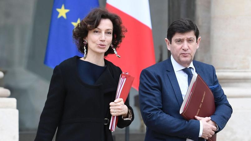 Audrey Azoulay, ministre de la Culture (au côté du ministre de la Ville Patrick Kanner), le 15 mars.