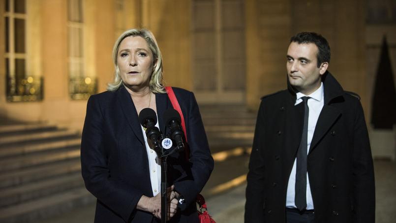 Marine Le Pen et Florian Philippot à l'Elysée, le 15 novembre 2015.