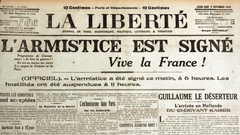 L Armistice De La Une De La Presse