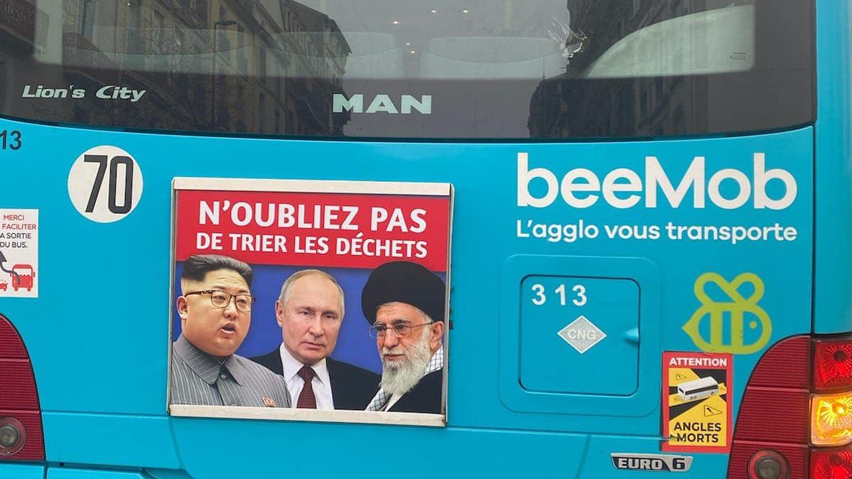 «Trier vos déchets»: une affiche de la ville de Béziers représentant Vladimir Poutine, Kim Jong-Un et Ali Khamenei fait polémique