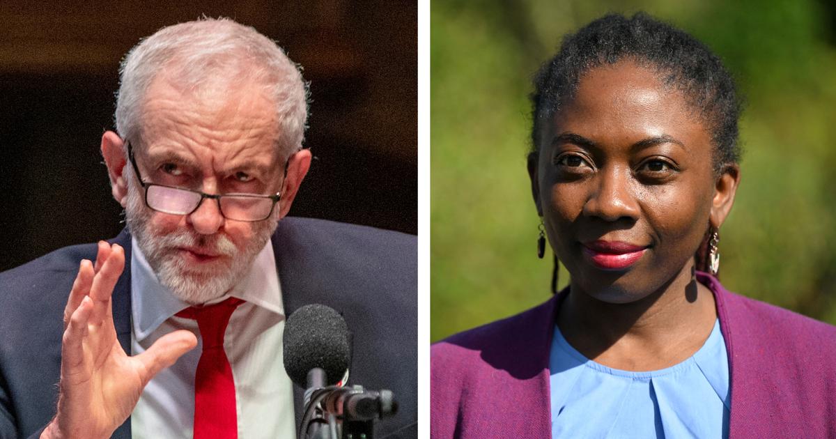 LFI candidates Danielle Obono and Danielle Simonette appear with Briton Jeremy Corbyn