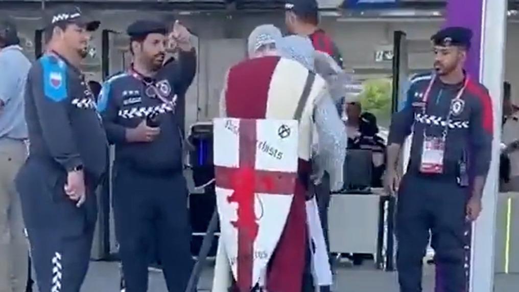 English supporters dressed as crusaders were denied entry into the stadium