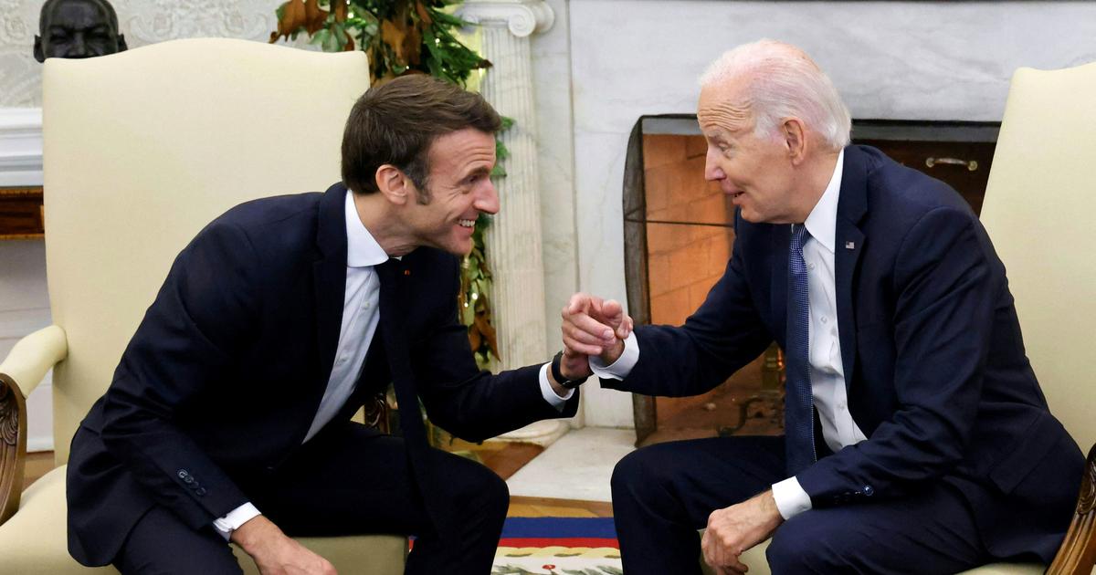 in video, the “endless” handshake of Emmanuel Macron and Joe Biden