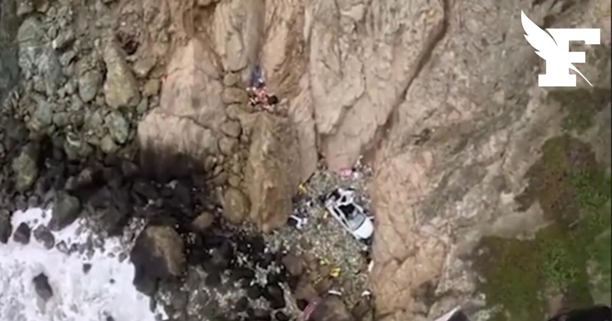 In California, a driver suspected of having deliberately thrown himself from a cliff, with his family on board