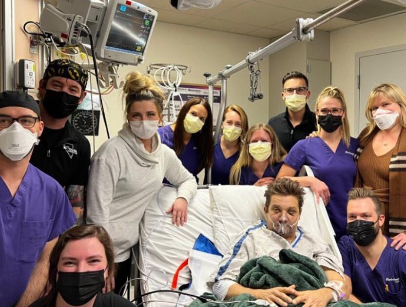 Comedian Jeremy Renner celebrates 52 years in intensive care
