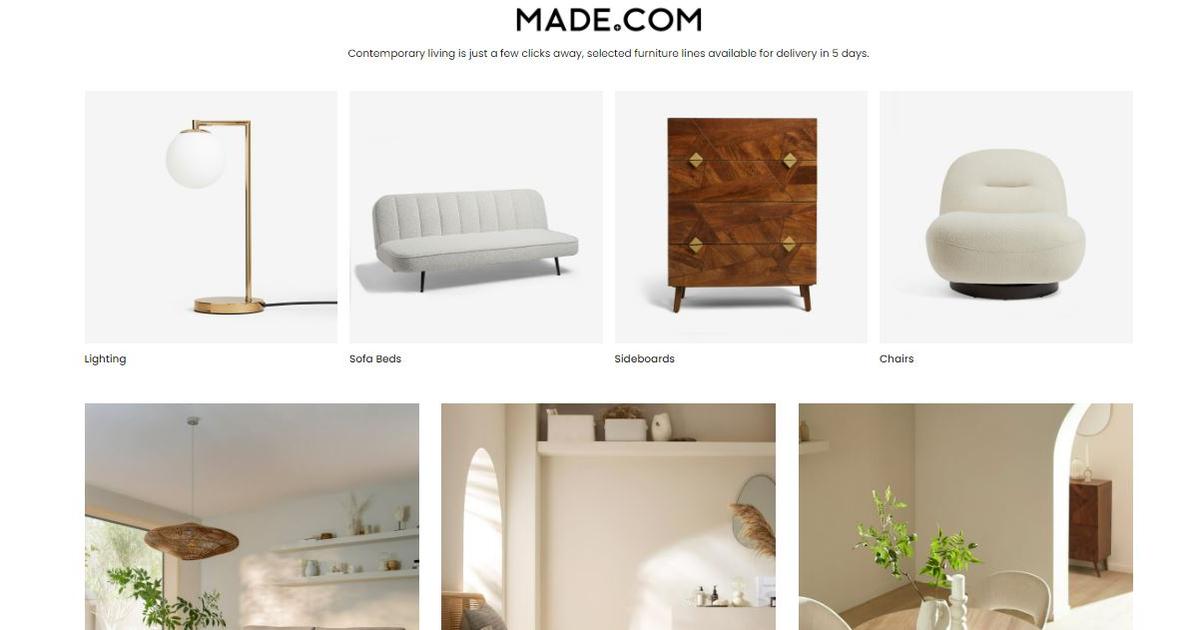 L'enseigne Noz va revendre le stock des meubles de Made.com avec une réduction de 70%