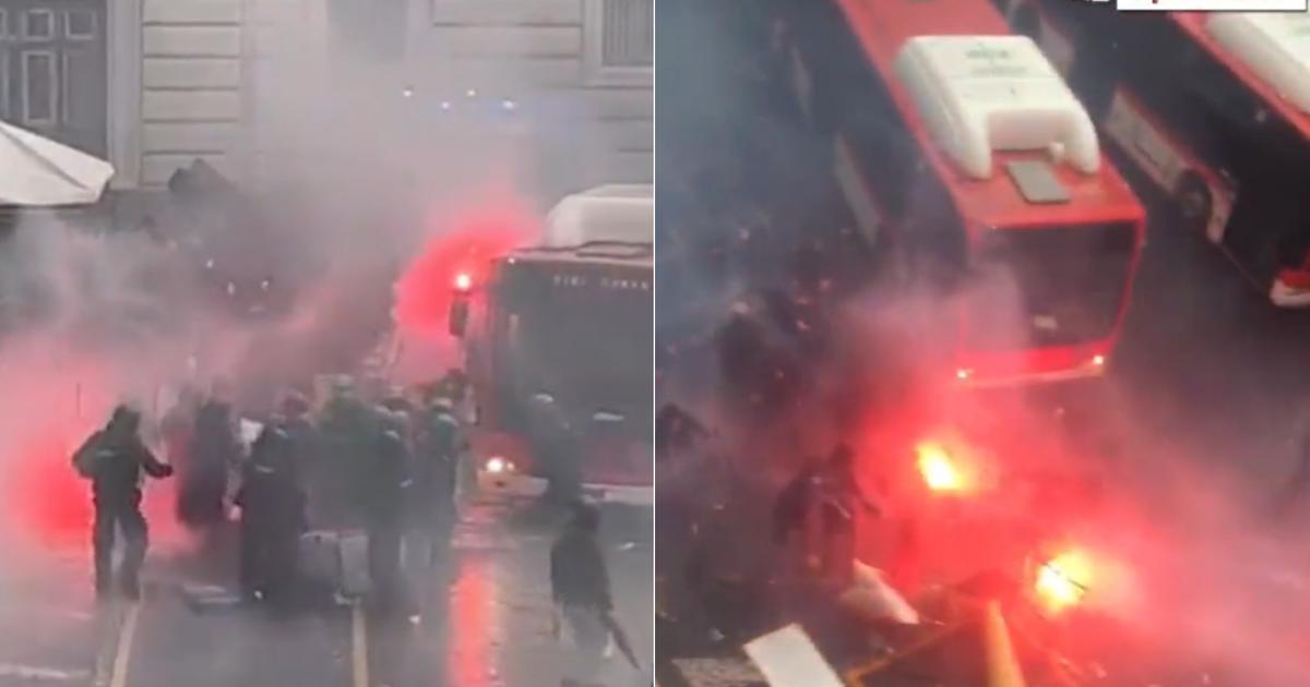 scenes of chaos in Naples, a few hours before the kick-off of the match against Frankfurt