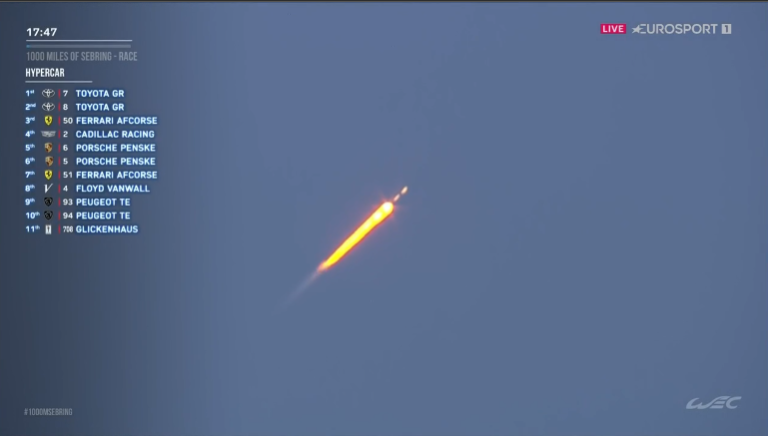 die ungewöhnlichen Bilder des Starts der Falcon 9-Rakete während der 1000 Meilen von Sebring