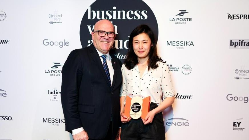 Aude Guo, winner of the Business with Attitude award.  “We invest a lot in making the insect delicious”