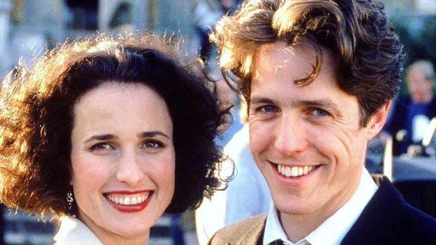 Margaret Qualley has the same curly bob as her mother in Four Weddings and a Funeral