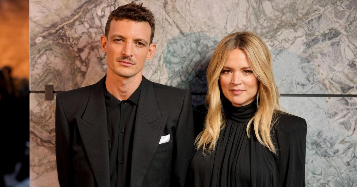 Virginie Efira and Nils Schneider appeared at the Saint Laurent fashion show for the first time since the birth of their child