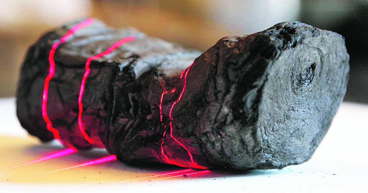The charred Herculaneum papyrus was deciphered during the eruption of Vesuvius