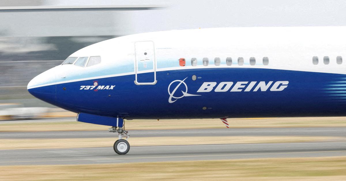 Een Boeing 737 MAX-vliegtuig landt met een open vrachtruim