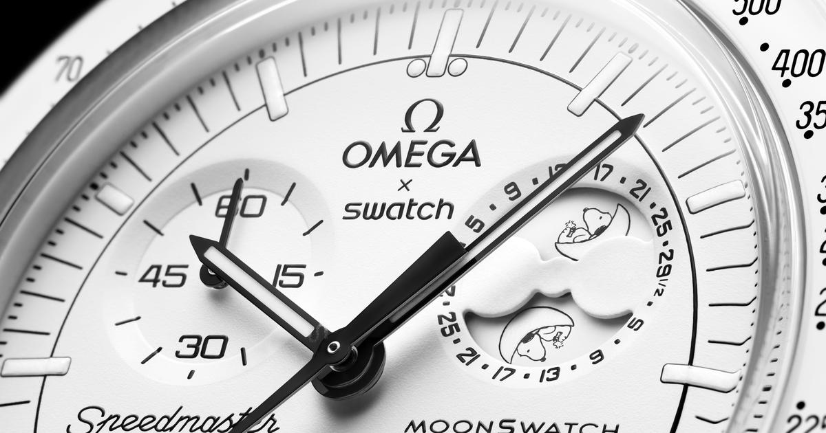 Omega et Swatch récréent la surprise avec une nouvelle MoonSwatch blanche à phase de lune Snoopy