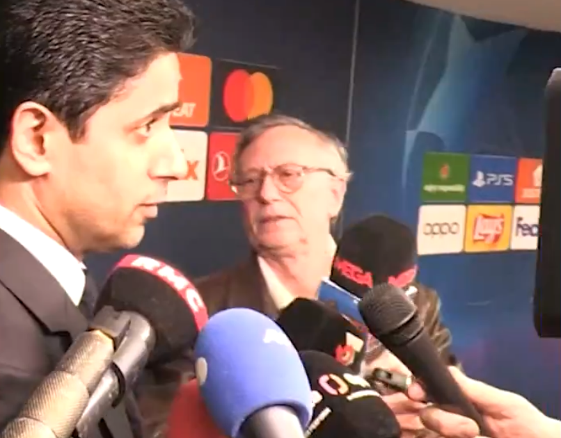 Regarder la vidéo «C'est quoi cette question, honnêtement ?» : Nasser Al-Khelaïfi (très) agacé après PSG-Dortmund