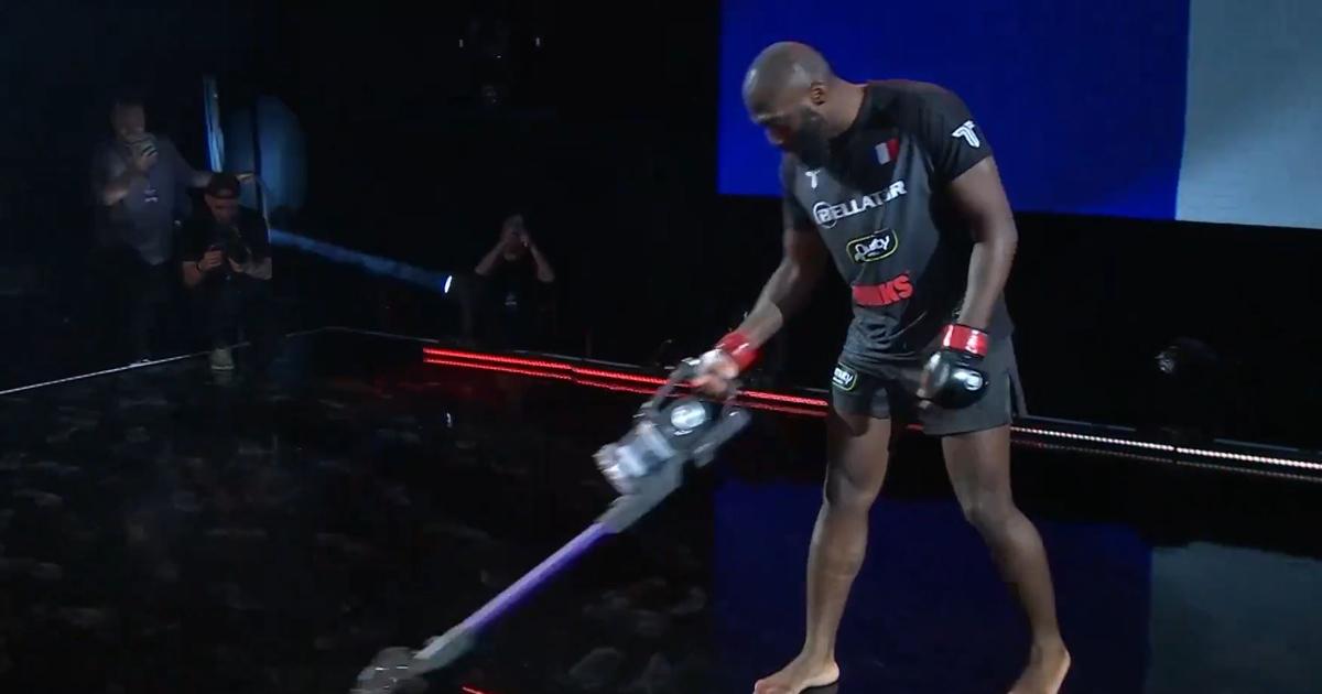 Regarder la vidéo MMA :  après l’épisode de l’écharde, Doumbé passe lui-même l’aspirateur à Bercy avant son combat