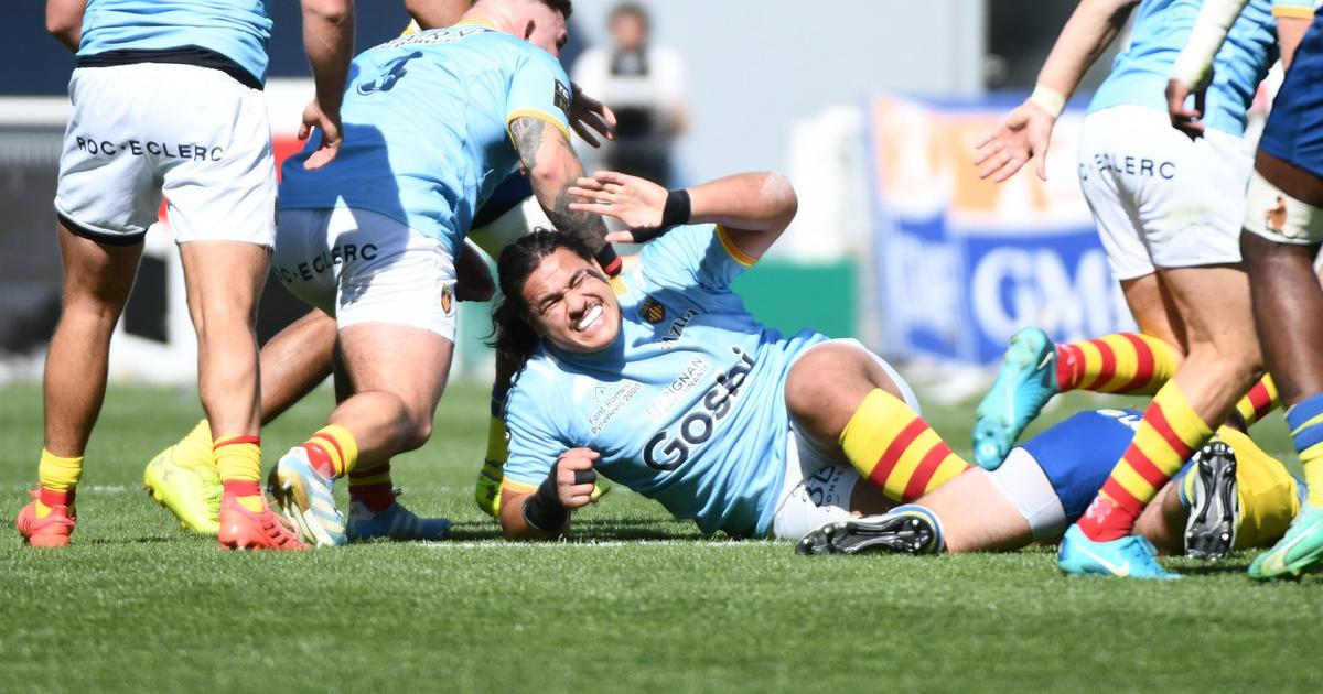 Regarder la vidéo Top 14 : en vidéo, Posolo Tuilagi sort sur civière pendant Perpignan-Clermont