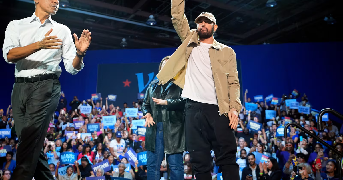 Eminem invites Barack Obama to rap on stage in support of Kamala Harris