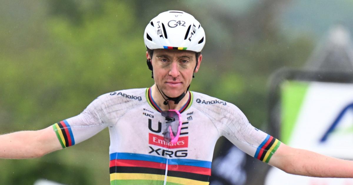 Cyclisme: la photo de Tadej Pogacar méconnaissable à l’arrivée de la Flèche wallonne fait le tour des réseaux sociaux