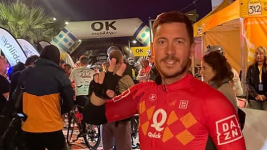 Cyclisme : 225km et une bière à la main, l’ancien footballeur Eden Hazard participe à une course en Espagne