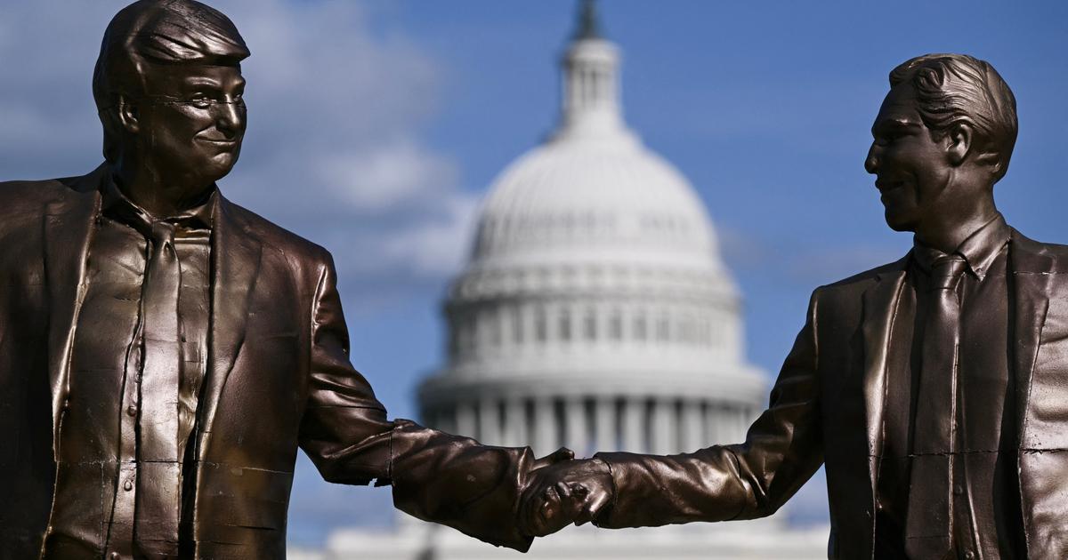 Une statue de Trump et Epstein, main dans la main, érigée dans les rues de Washington